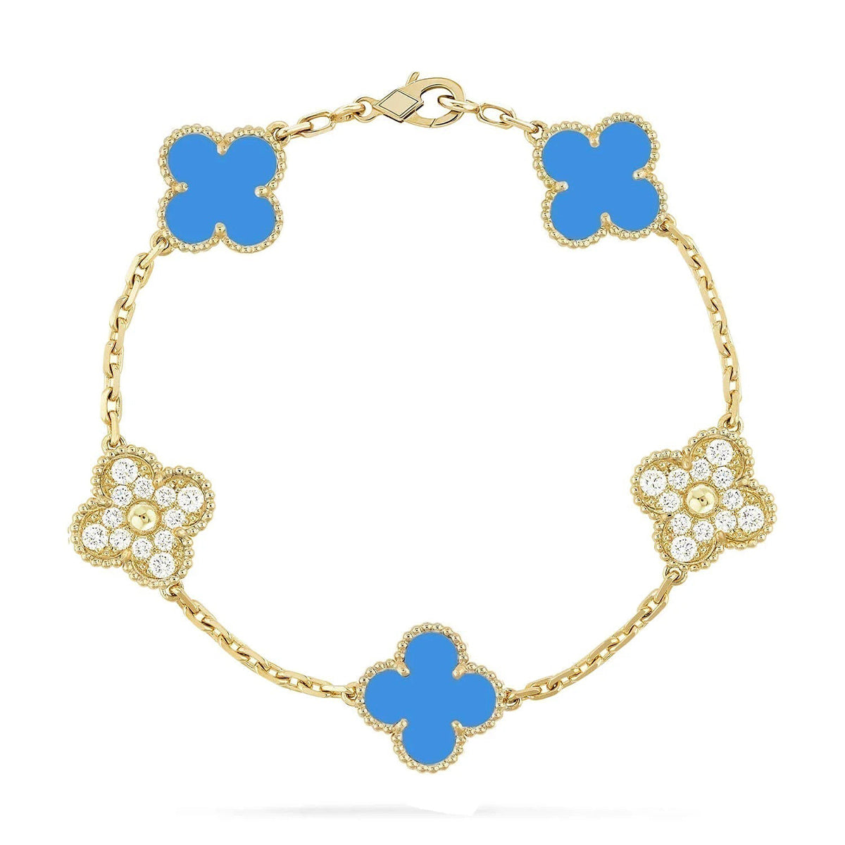 [Amore] CLOVER 5 MOTIF BLUE AGATE BRACELET COLLECTION