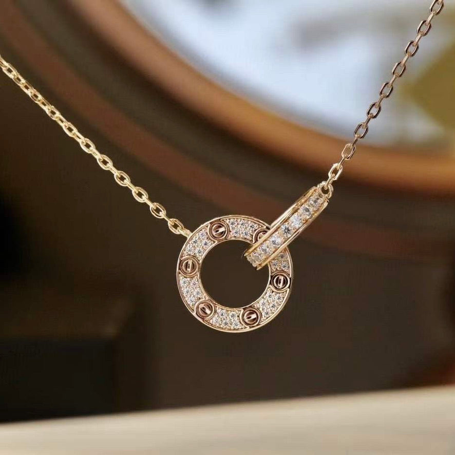 [Amore]LOVE  FULL DIAMOND PENDANT NECKLACE