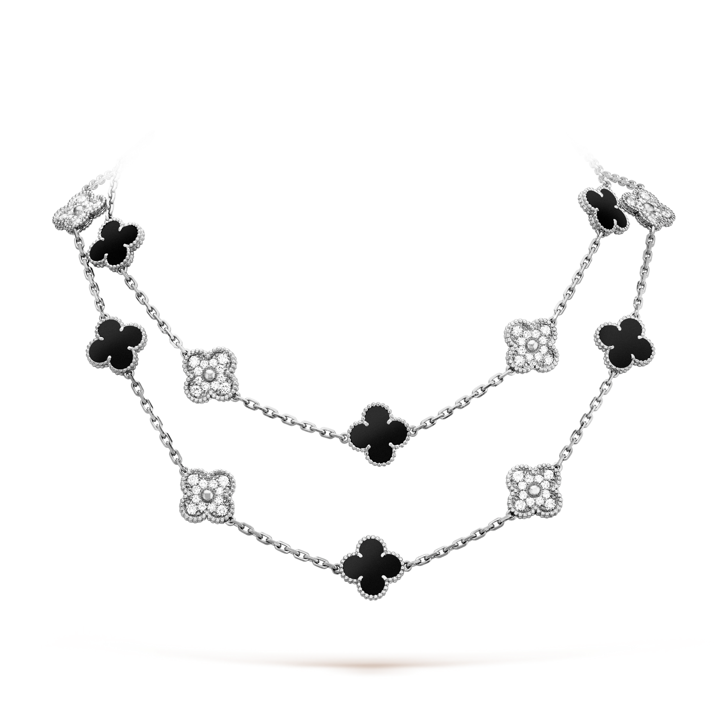 [Amore]CLOVER 20 MOTIFS ONYX DIAMOND SILVER