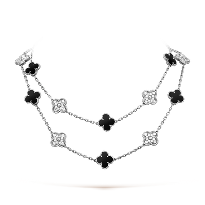 [Amore]CLOVER 20 MOTIFS ONYX DIAMOND SILVER
