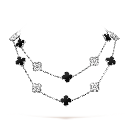 [Amore]CLOVER 20 MOTIFS ONYX DIAMOND SILVER