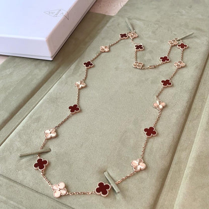 [Amore]CLOVER 20 MOTIFS LASER CARNELIAN NECKLACE