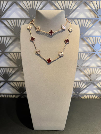[Amore]CLOVER 20 MOTIFS LASER CARNELIAN NECKLACE