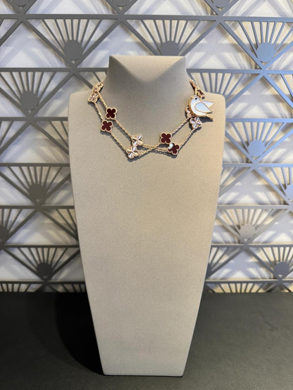 [Amore]CLOVER 20 MOTIFS LASER CARNELIAN NECKLACE