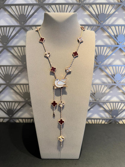 [Amore]CLOVER 20 MOTIFS LASER CARNELIAN NECKLACE