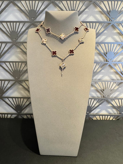 [Amore]CLOVER 20 MOTIFS LASER CARNELIAN NECKLACE