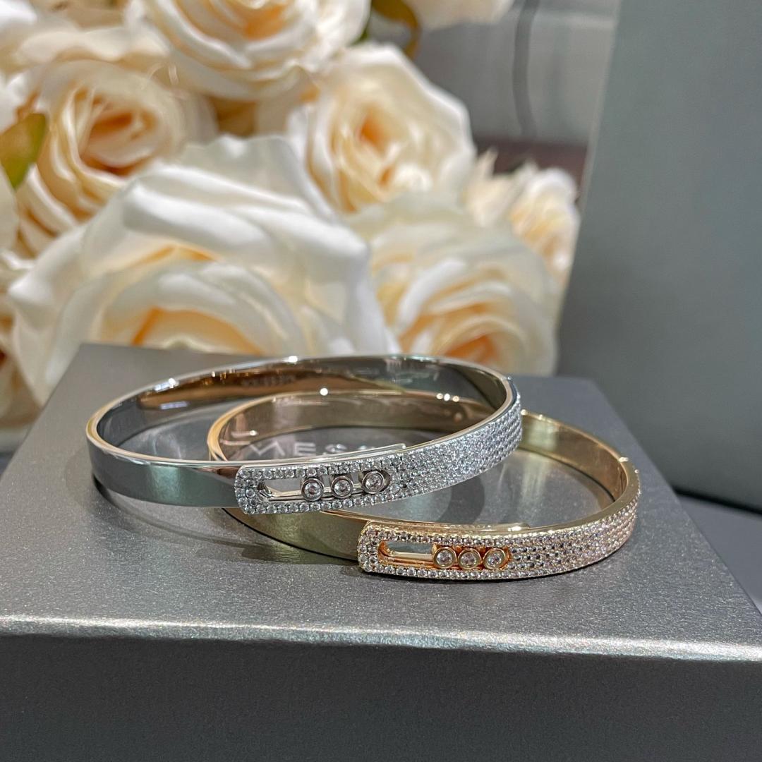 [Amore]Move Noa Rose Gold Pavé Diamond Bangle Bracelet