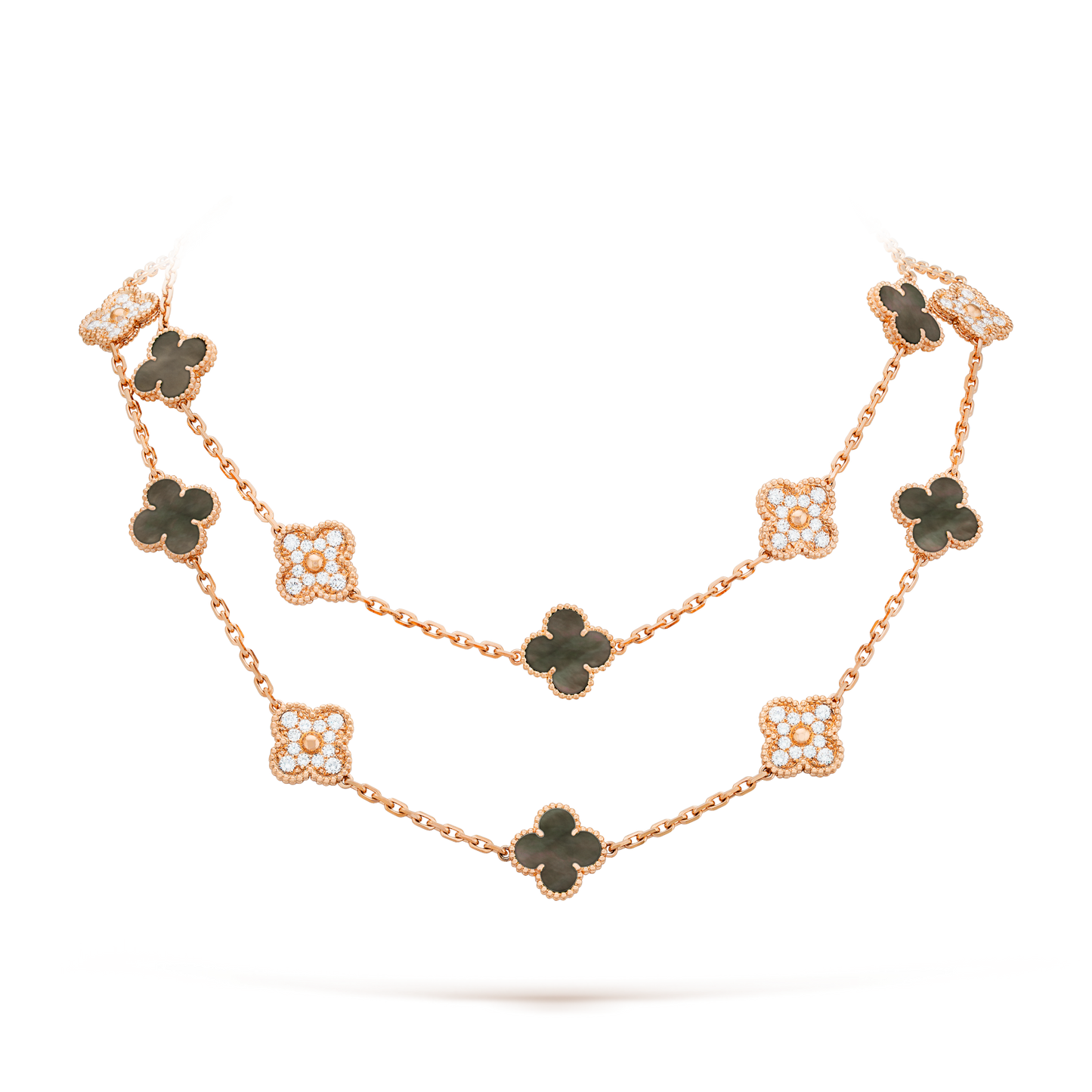 [Amore]CLOVER 20 MOTIFS DARK MOP DIAMOND  NECKLACE
