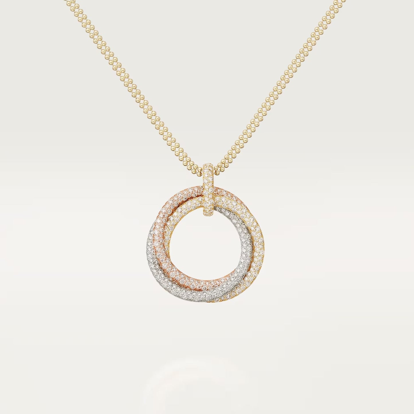 [Amore]TRINITY LARGE FULL DIAMOND  NECKLACE