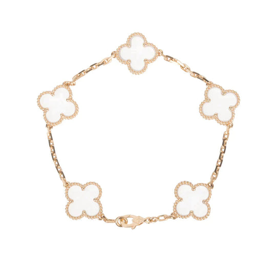 [Amore]CLOVER 5 MOTIF ROCK CRYSTAL BRACELET