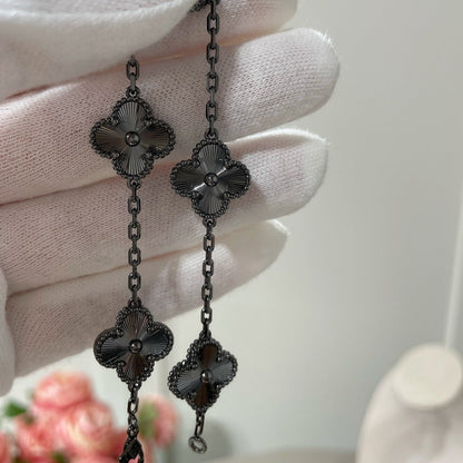 [Amore]CLOVER 5 MOTIF BLACK BRACELET