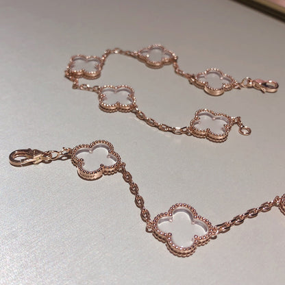 [Amore]CLOVER 5 MOTIF ROCK CRYSTAL BRACELET