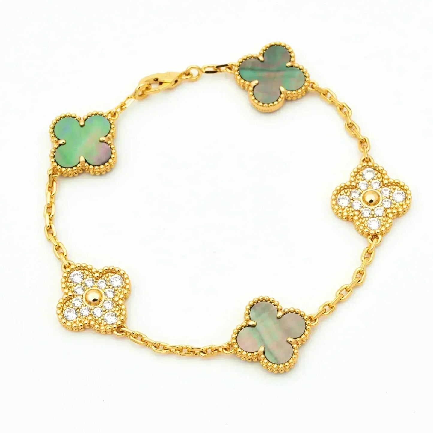 [Amore] CLOVER 5 MOTIF GRAY MOP BRACELET COLLECTION