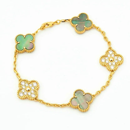 [Amore] CLOVER 5 MOTIF GRAY MOP BRACELET COLLECTION