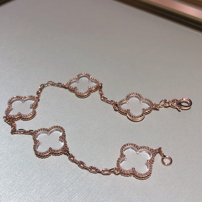 [Amore]CLOVER 5 MOTIF ROCK CRYSTAL BRACELET