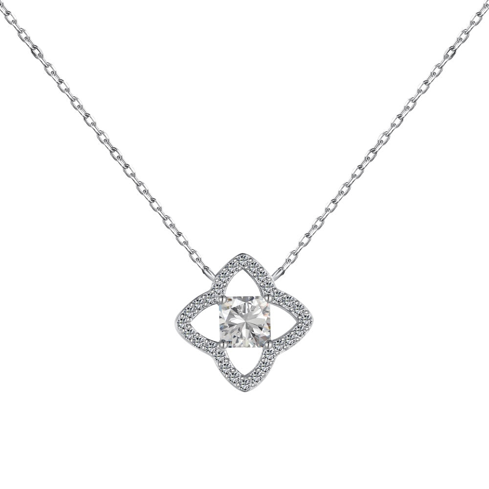 [Amore]Exquisite Flower Shape Princess Cut Necklace