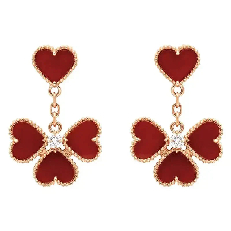 [Amore]SWEET CLOVER CARNELIAN EARRINGS