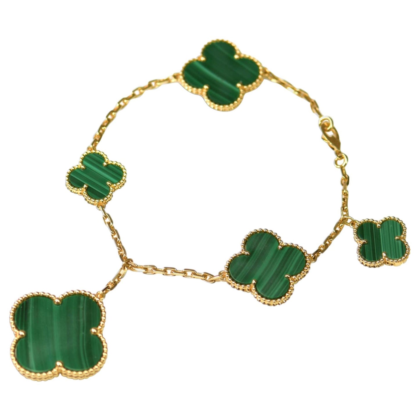 [Amore]MAGIC CLOVER MALACHITE GOLD BRACELET 5 MOTIFS