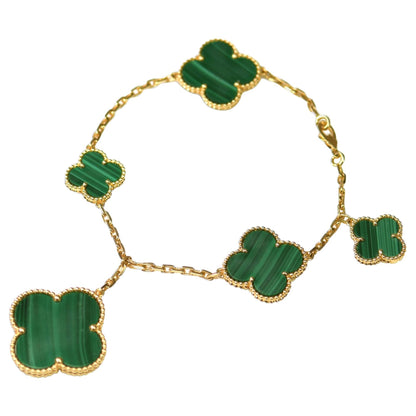 [Amore]MAGIC CLOVER MALACHITE GOLD BRACELET 5 MOTIFS
