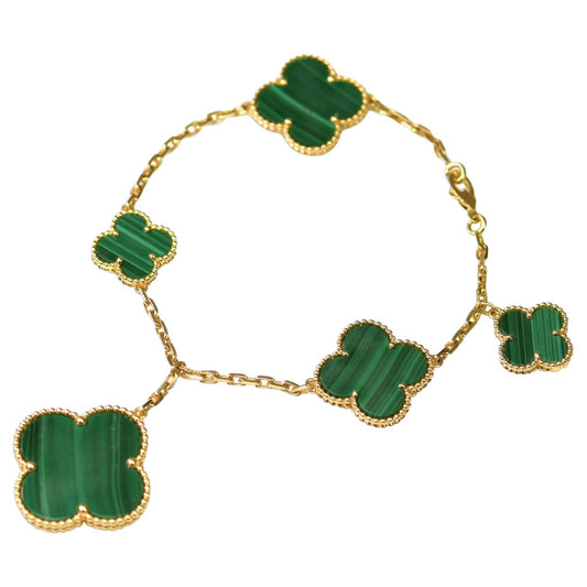 [Amore]MAGIC CLOVER MALACHITE GOLD BRACELET 5 MOTIFS