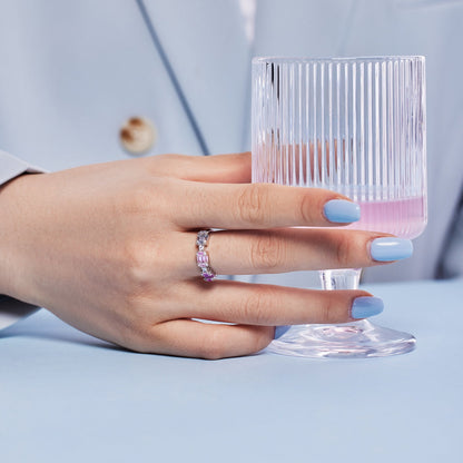 [Amore]Unique Colorful Emerald Cut Party Ring