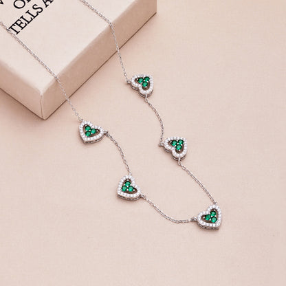 [Amore]Sparkling Five Heart Necklace