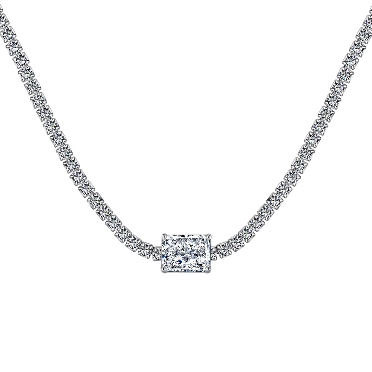 [Amore]2.0 carat Ornate Emerald Cut Necklace