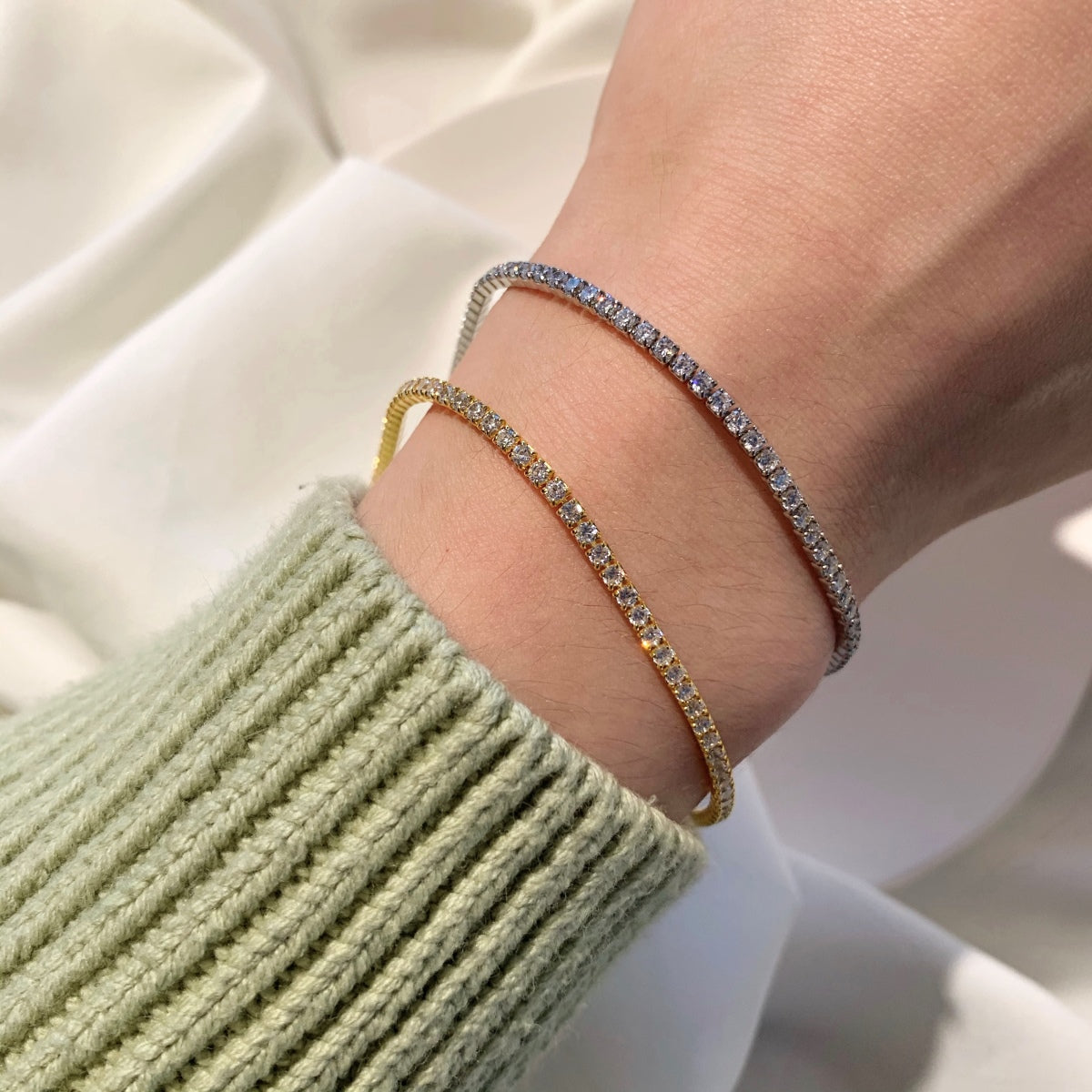 [Amore]Radiant Shinning Princess Cut Tennis Bracelet