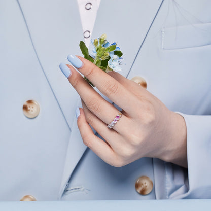 [Amore]Delicate Vibrant Emerald Cut Daily Ring