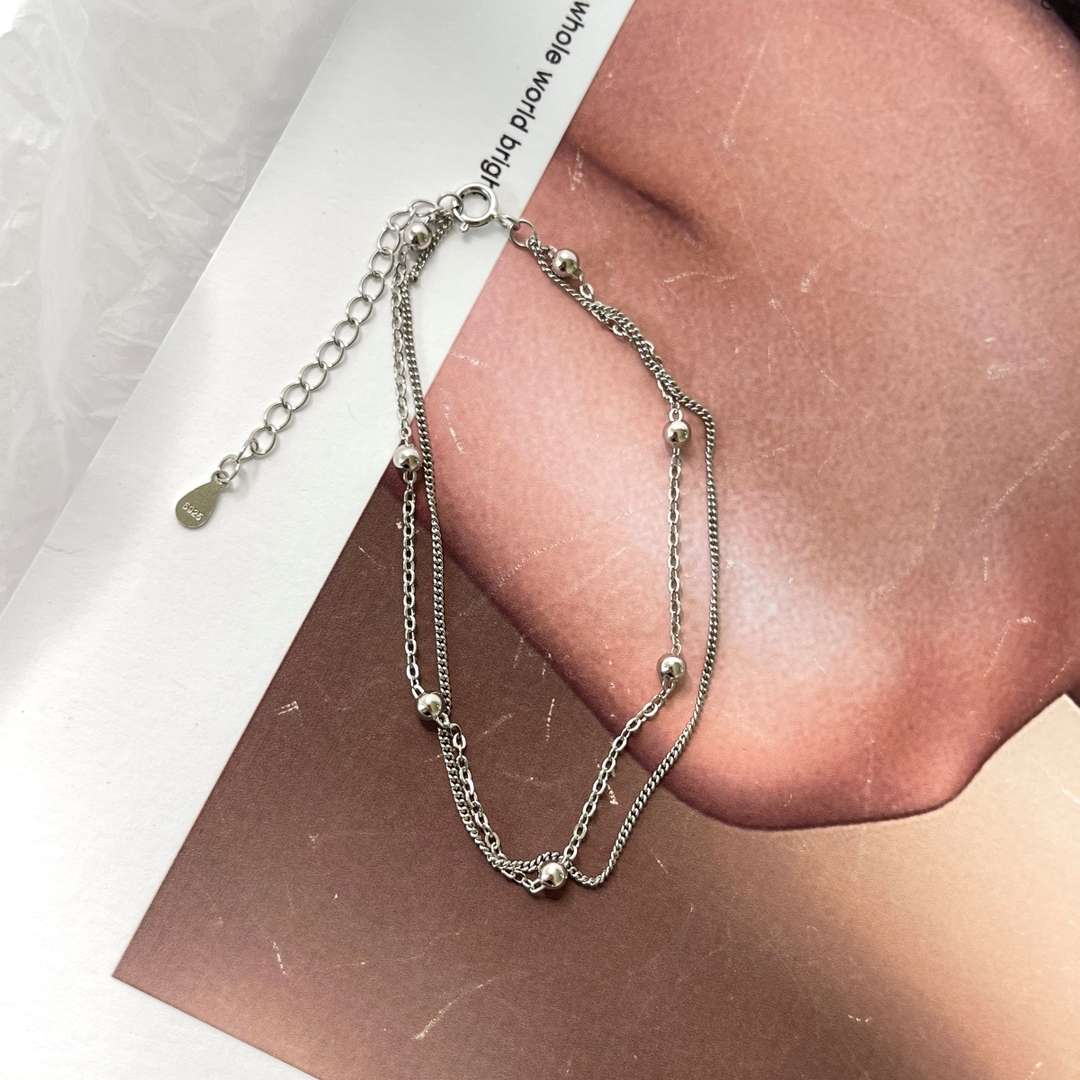 [Amore]Delicate Bead Double Layer Bracelet