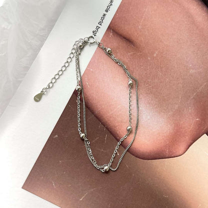 [Amore]Delicate Bead Double Layer Bracelet