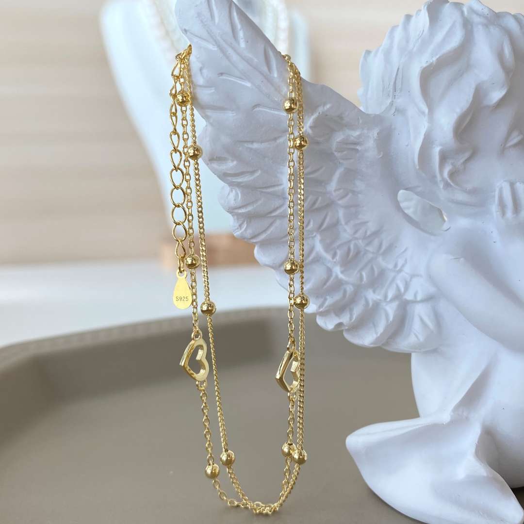 [Amore]Dainty Double Layer Love Heart Bracelet