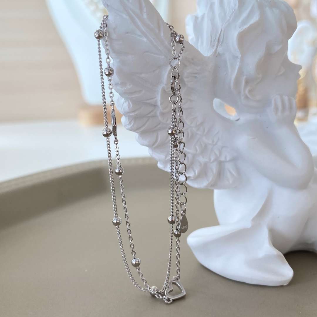 [Amore]Dainty Double Layer Love Heart Bracelet