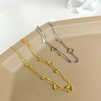 [Amore]Dainty Double Layer Love Heart Bracelet