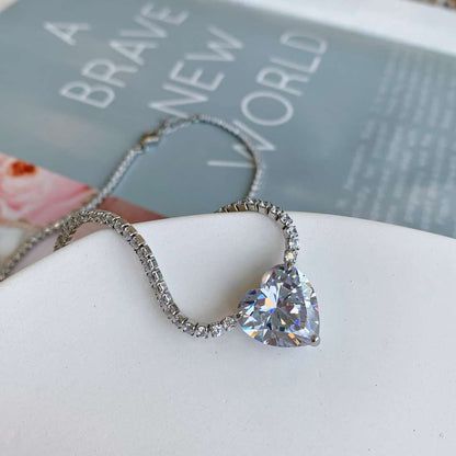 [Amore]8.0 Carat Versatile Colorful Sweet Heart-Shaped Tennis Necklace