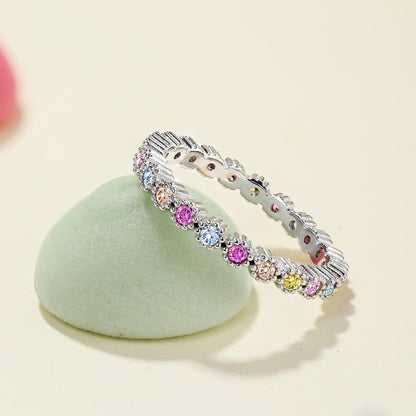 [Amore]Unique Scintillating Round Cut Daily Ring