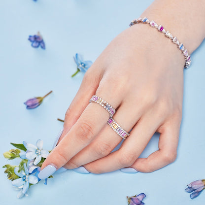 [Amore]Dainty Kaleidoscopic Emerald Cut Daily Ring