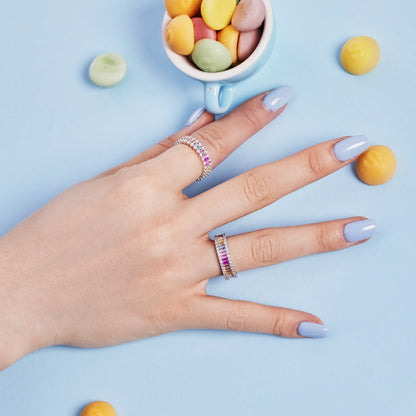 [Amore]Dainty Kaleidoscopic Emerald Cut Daily Ring