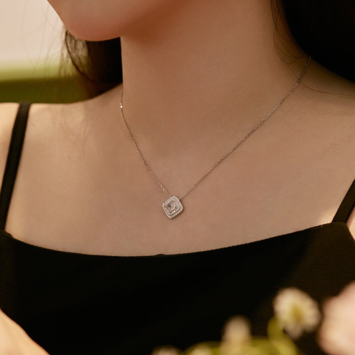 [Amore]Sparkling Asscher Cut Necklace