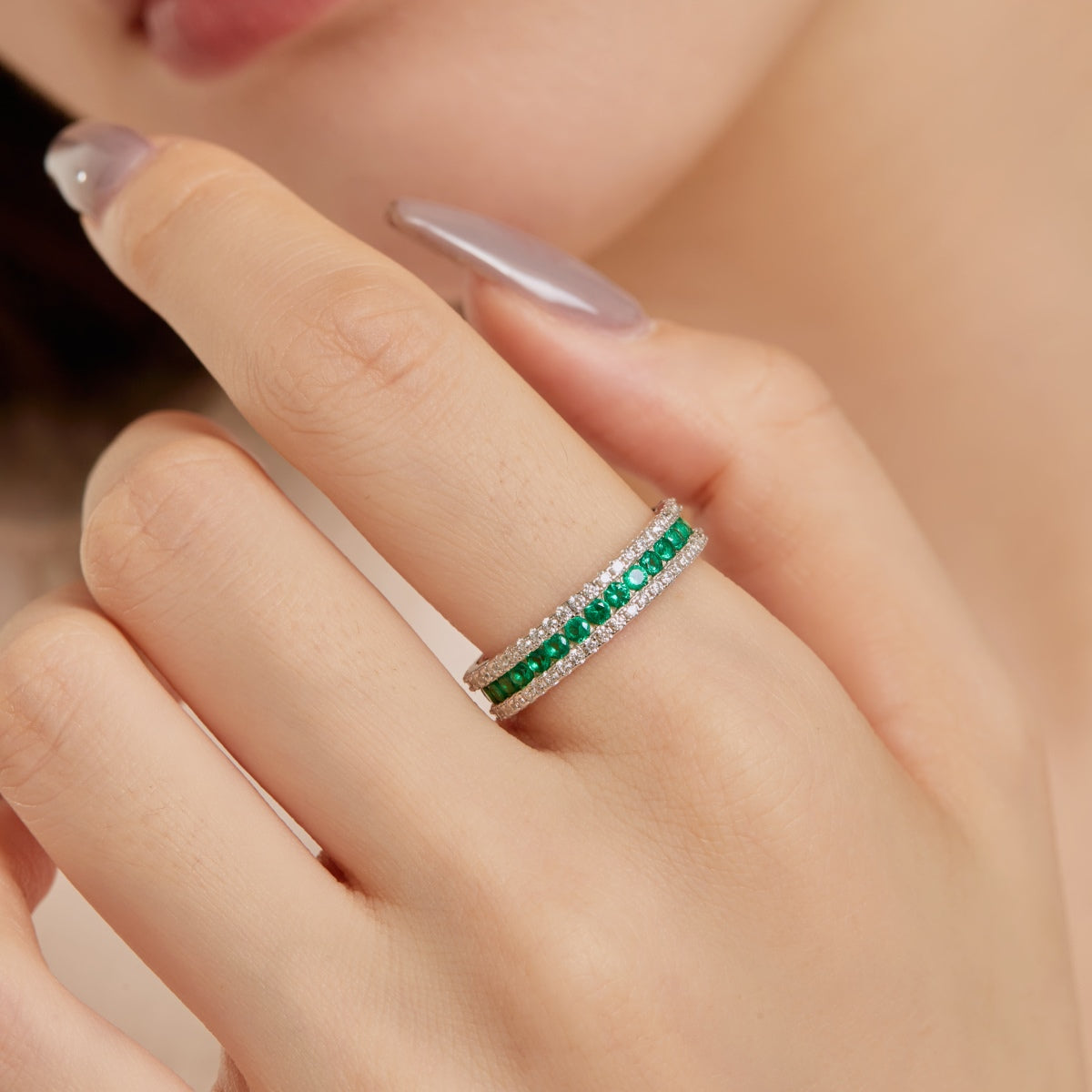 [Amore]Delicate Colorful Round Cut Daily Ring