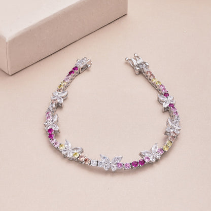 [Amore]Ornate Colorful Butterfly Shape Round Cut Daily Bracelet