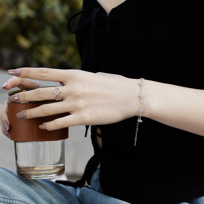 [Amore]Four-Leaf Clover Hollow Butterfly Bracelet