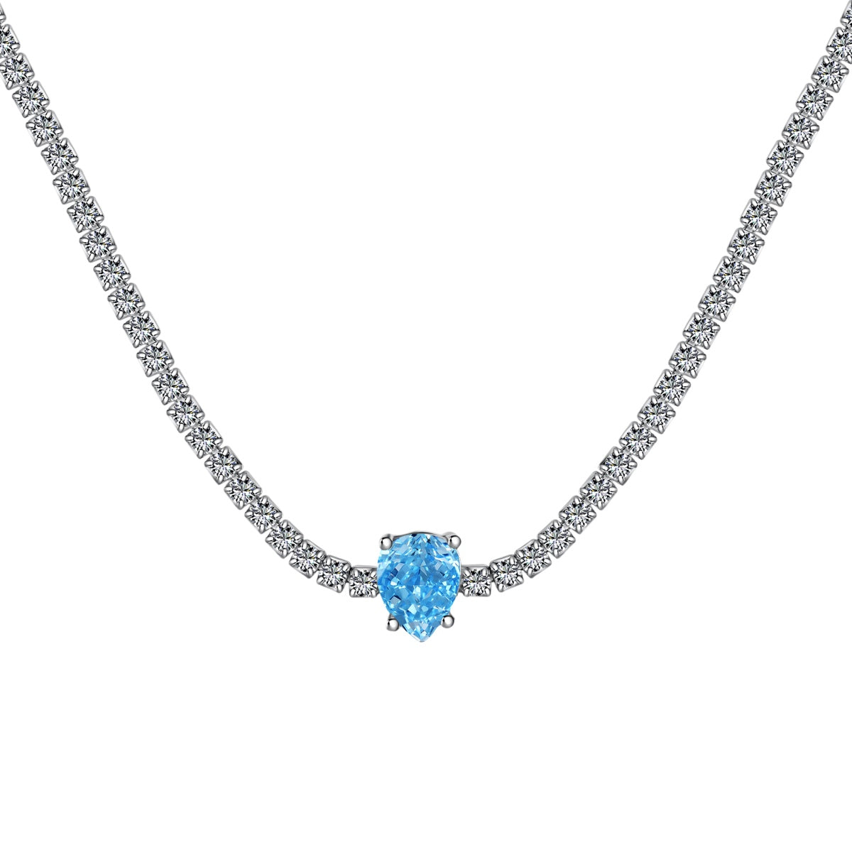 [Amore]1.0 carat Unique Pear Cut Tennis Necklace