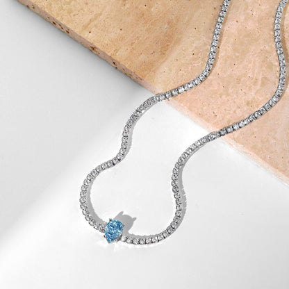 [Amore]1.0 carat Unique Pear Cut Tennis Necklace