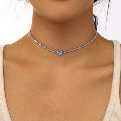 [Amore]1.0 carat Unique Pear Cut Tennis Necklace