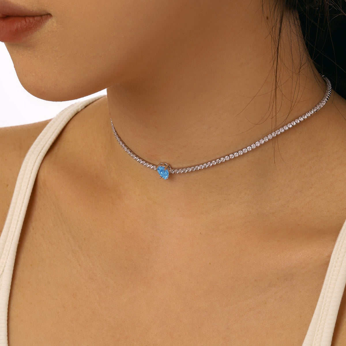 [Amore]1.0 carat Unique Pear Cut Tennis Necklace