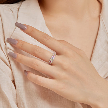 [Amore]Delicate Colorful Round Cut Daily Ring