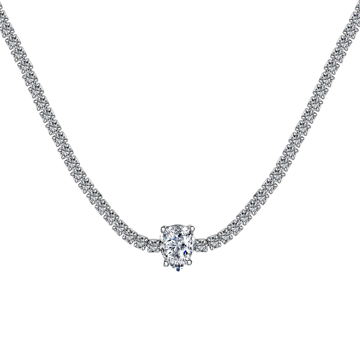 [Amore]1.0 carat Unique Pear Cut Tennis Necklace