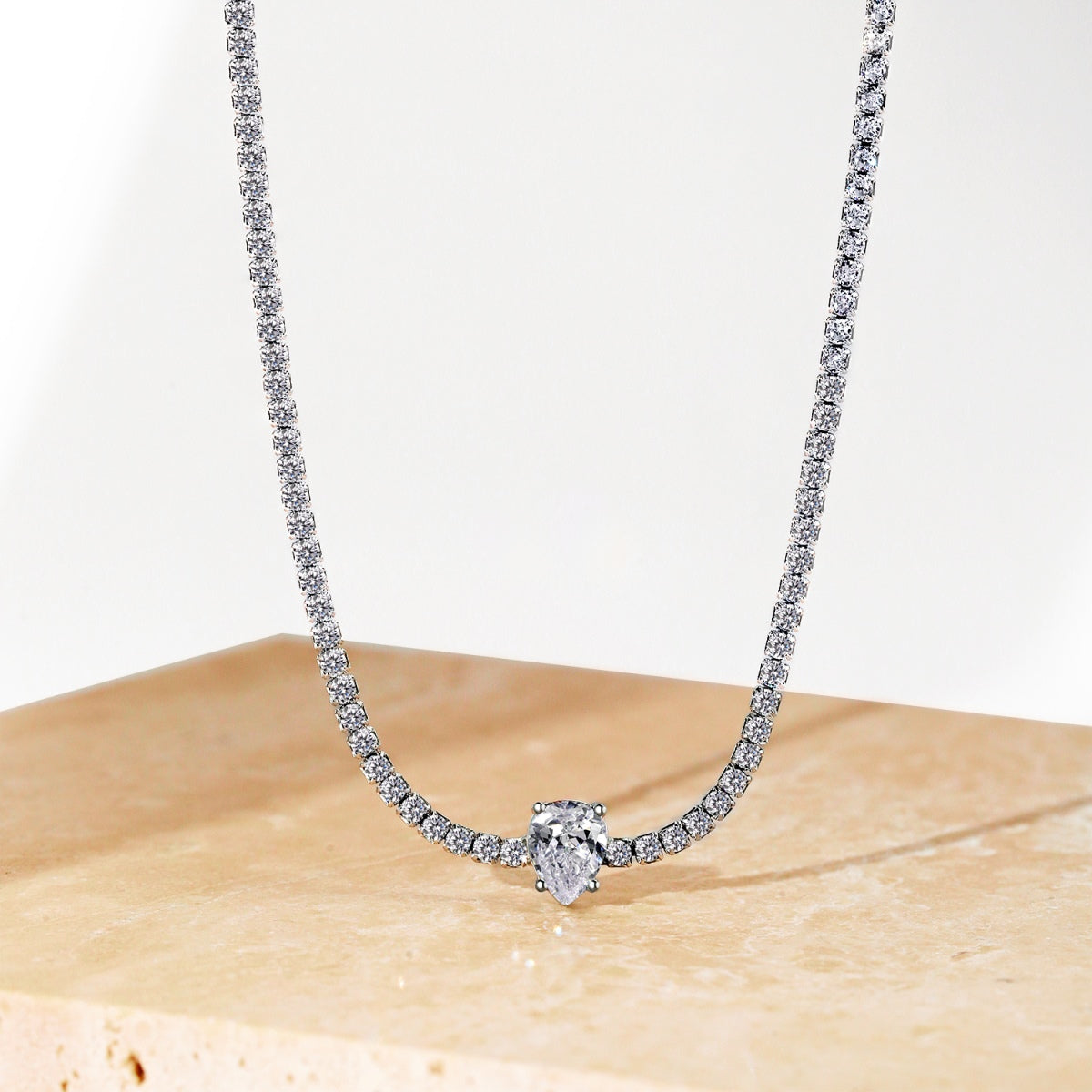 [Amore]1.0 carat Unique Pear Cut Tennis Necklace