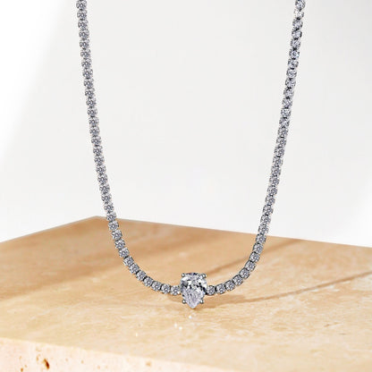 [Amore]1.0 carat Unique Pear Cut Tennis Necklace